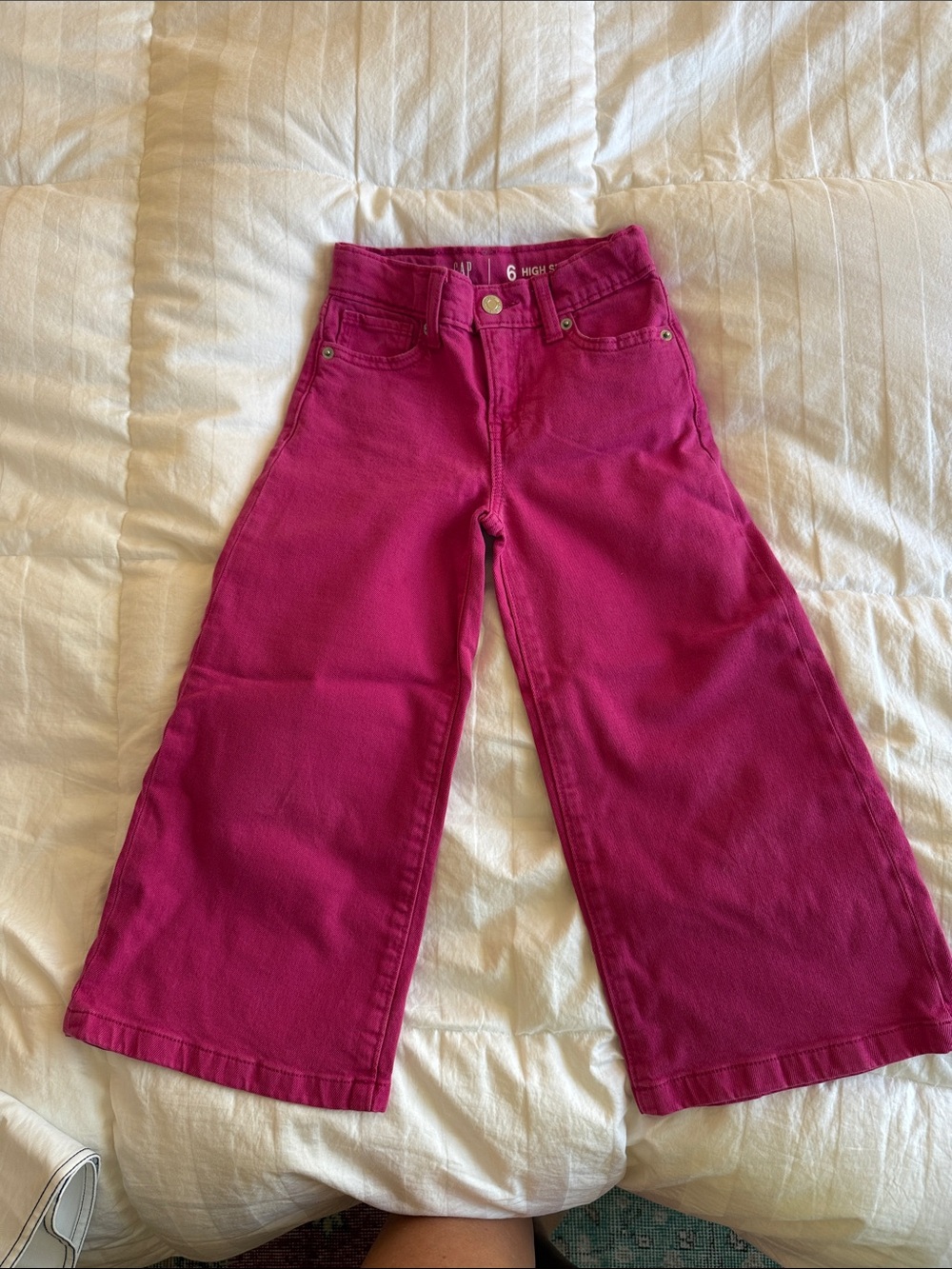 Girls' Wide-Leg Pink High-Rise Pants